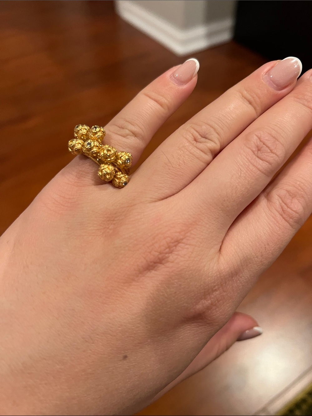 Elizabeth and James Gold Cluster Statement Ring